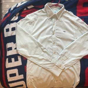 Vineyard Vines, XS, Light Blue and white checkered pattern